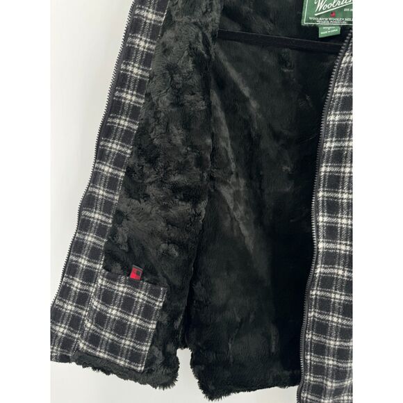 WOOLRICH Black White Plaid Faux Fur Lined Wool Vest Size S - Picture 5 of 8